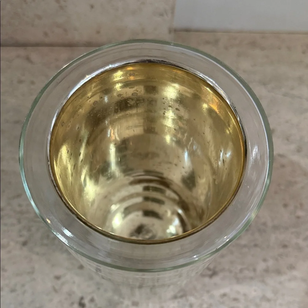 West Elm Silver Metallic Vase/Candle Holder
